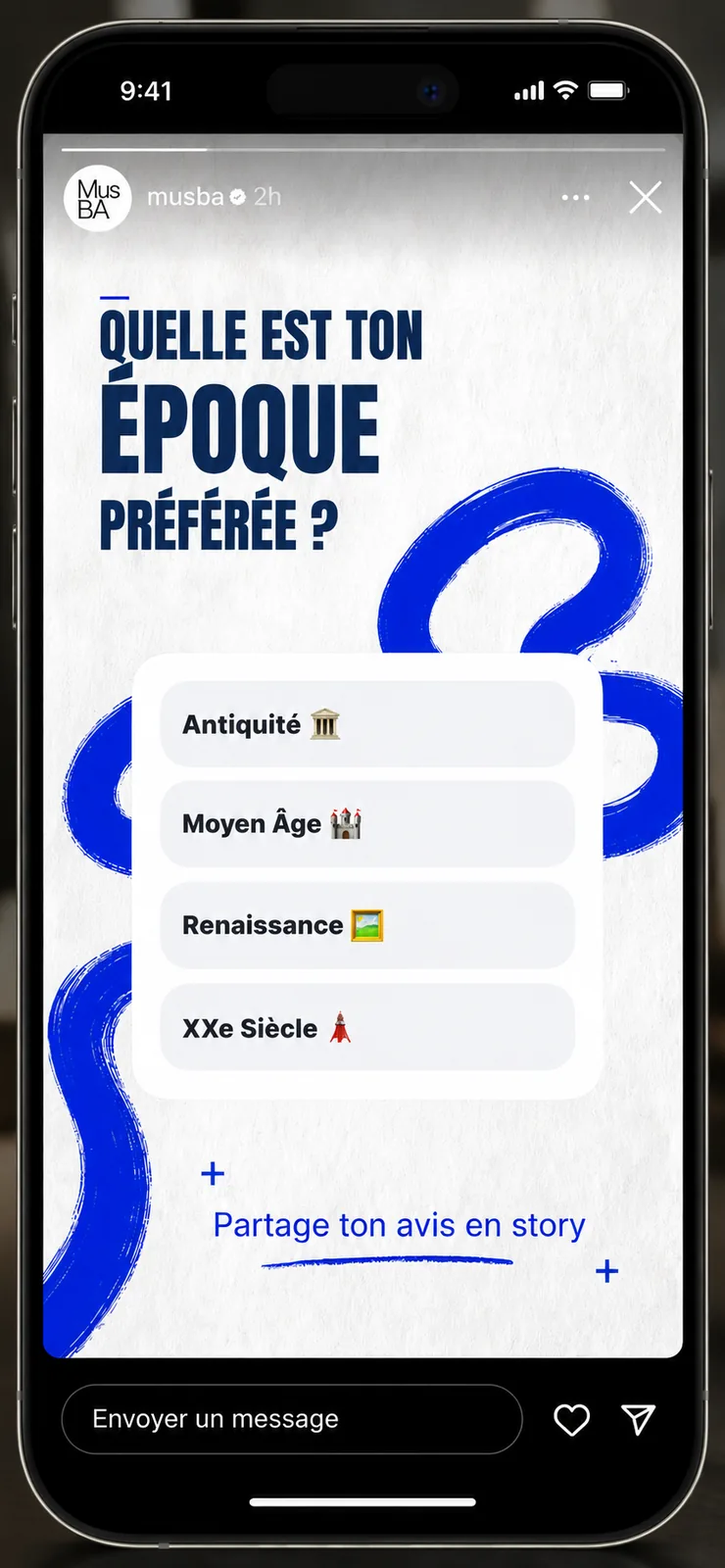 Instagram story with a poll on the favourite era