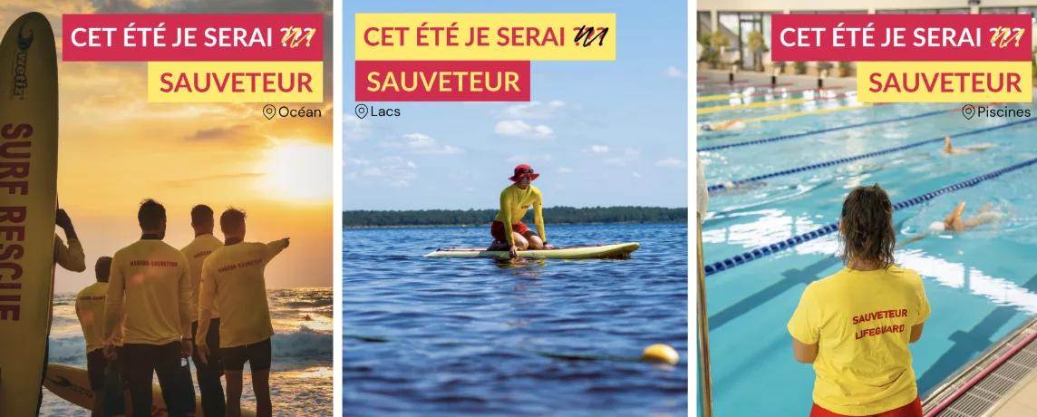 Tres versiones del cartel: océano, lagos y piscinas