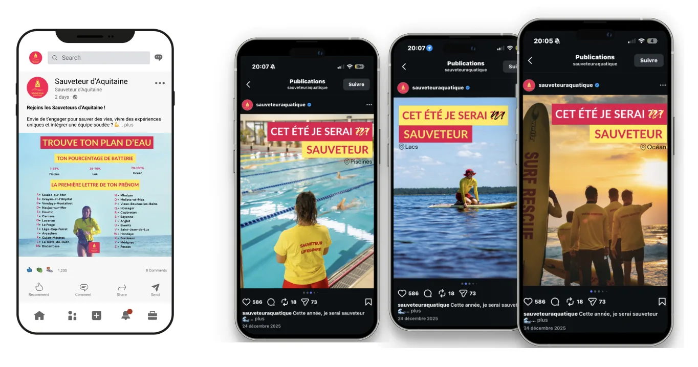 Publicaciones de LinkedIn e Instagram de la campaña